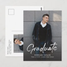Modern Script Casual Photo Graduation Announcement