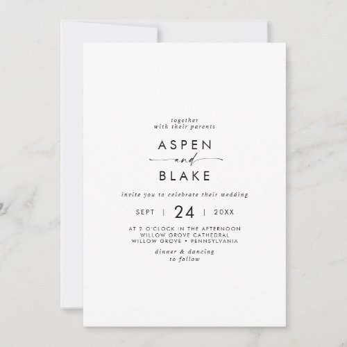 Modern Script Casual Wedding Invitation
