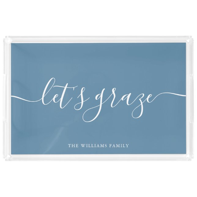 Modern Script Charcuterie Family Grazing Board Acrylic Tray (Front)