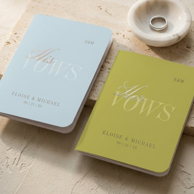 Modern Script Chartreuse and Blue Formal Wedding Foil Vow Books (Modern Script Chartreuse and Blue Formal Wedding Foil Vow Books)