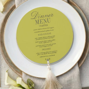 Modern Script Chartreuse Formal Wedding Menu