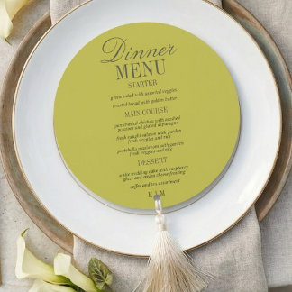 Modern Script Chartreuse Formal Wedding Menu
