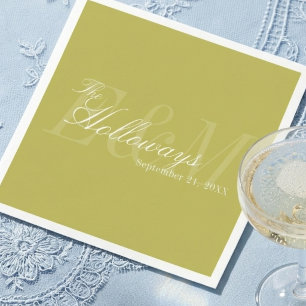 Modern Script Chartreuse Monogram Wedding Napkins