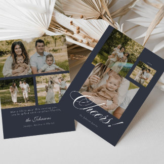 Modern Script Cheers Christmas 6 Photos Holiday Card