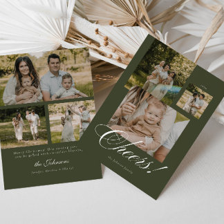 Modern Script Cheers Christmas 6 Photos Holiday Card