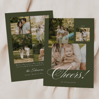 Modern Script Cheers Christmas 7 Photos Holiday Card