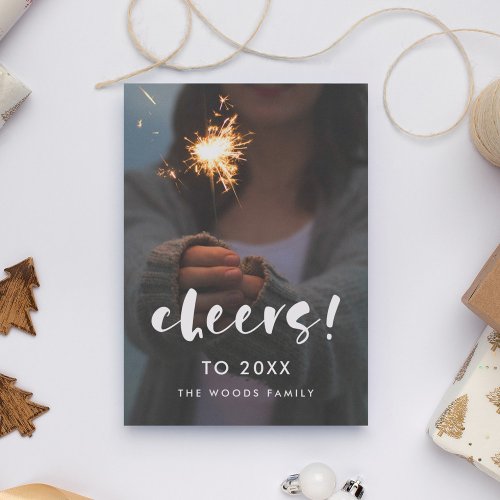Modern script Cheers to 2024 New Years photo Holiday Card