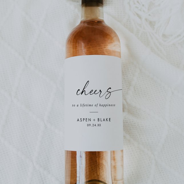 Modern Script Cheers Wedding Wine Labels (Creator Uploaded)
