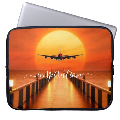  Modern Script Chic Airplane Laptop Case 15