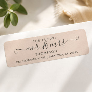 Modern Script Chic Future MR and MRS Blush Pink Label