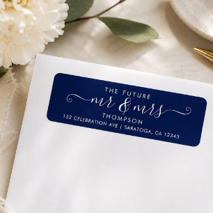 Modern Script Chic Future MR and MRS Navy Blue Label