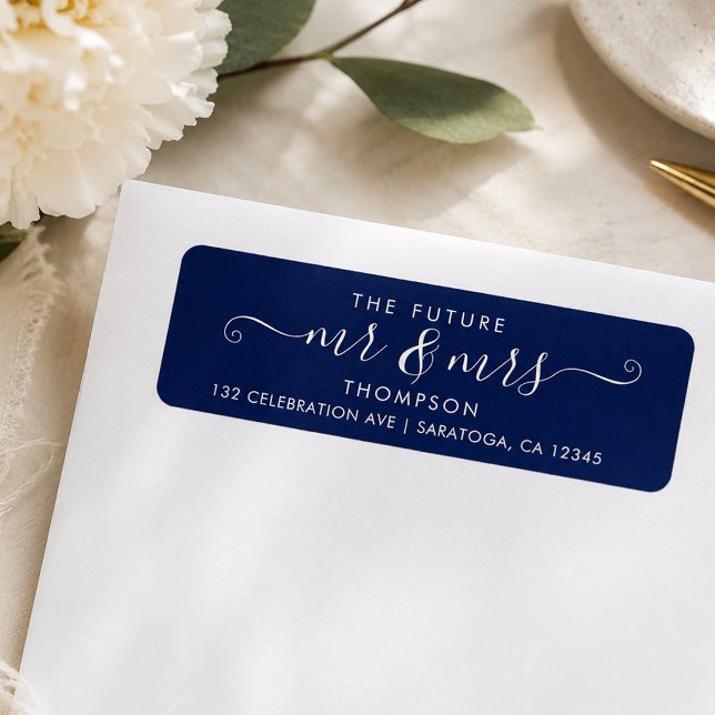 Modern Script Chic Future MR and MRS Navy Blue Label (Creator Uploaded)