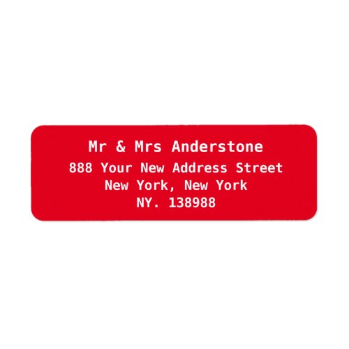 Modern script chic red printed return address label