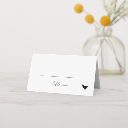 Modern Script Chicken Meal Option Folded Wedding Place Card