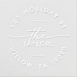 Modern Script Christmas Card Circular Address Embosser<br><div class="desc">This modern script Christmas card circular address embosser is perfect for a minimalist holiday card. The simple design features unique industrial lettering typography with modern boho style.</div>