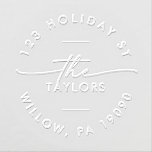 Modern Script Christmas Card Circular Address Embosser<br><div class="desc">This modern script Christmas card circular address embosser is perfect for a minimalist holiday card. The simple design features unique industrial lettering typography with modern boho style.</div>