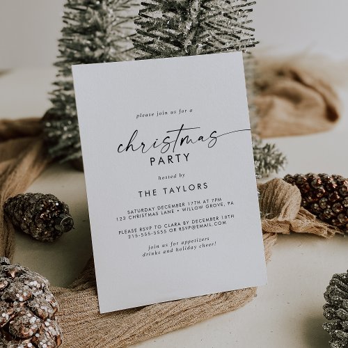 Modern Script Christmas Party Invitation