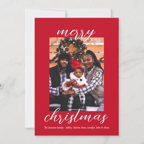 Modern Script Christmas Stylish Minimalist Family  Holiday Card