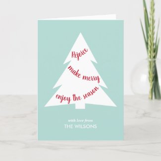 Modern Script Christmas Tree Mint Green Your Photo Holiday Card