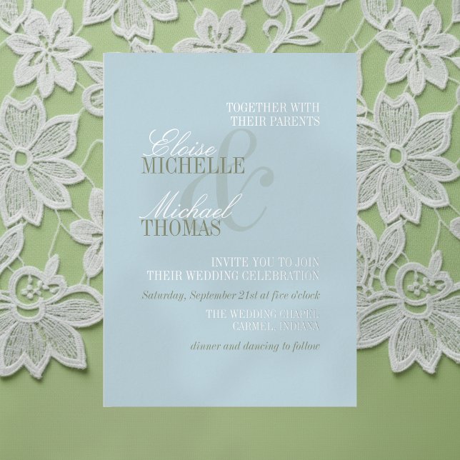 Modern Script Citrus Blue Formal Wedding Foil Invitation (Invite guest to your big day with this Modern Script Citrus Blue Formal Wedding Foil Invi)