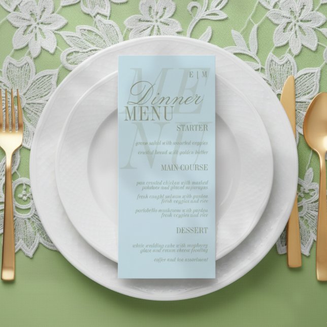 Modern Script Citrus Blue Formal Wedding Menu (Set the dinner tables of your big day with this Modern Script Citrus Blue Formal Wedding Menu! )