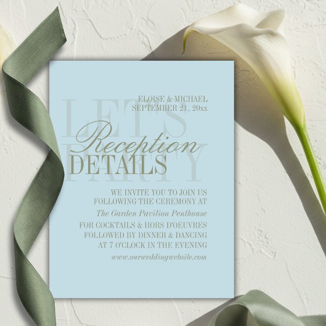 Modern Script Citrus Blue Wedding Details Enclosure Card (Modern Script Citrus Blue Wedding Details Enclosure Card)