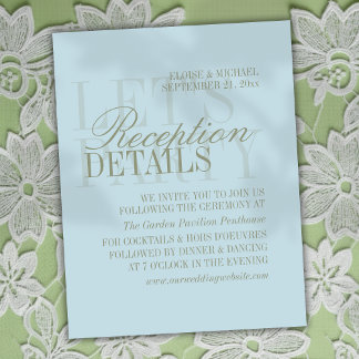 Modern Script Citrus Blue Wedding Details Enclosure Card