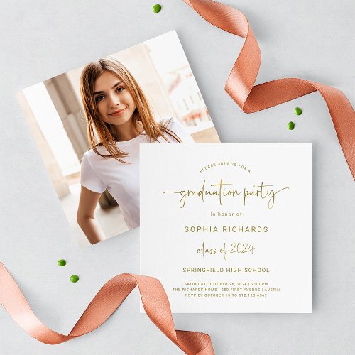 Modern Script Class of 2024 Photo Graduation Party Invitation