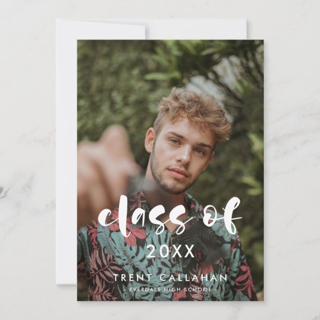 Modern script Class of 2025 Photo graduation Announcement (Front)