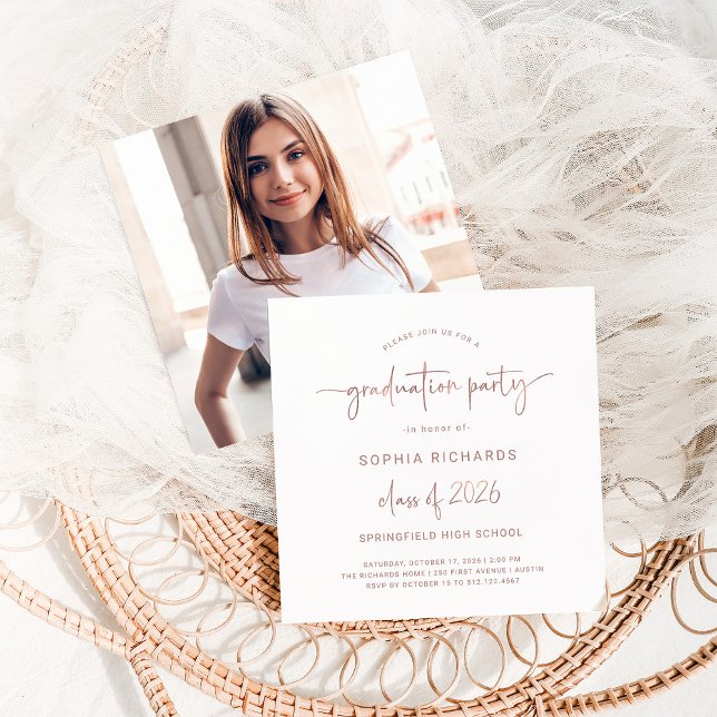 Modern Script Class of 2026 Photo Graduation Party Invitation (Creator Uploaded)