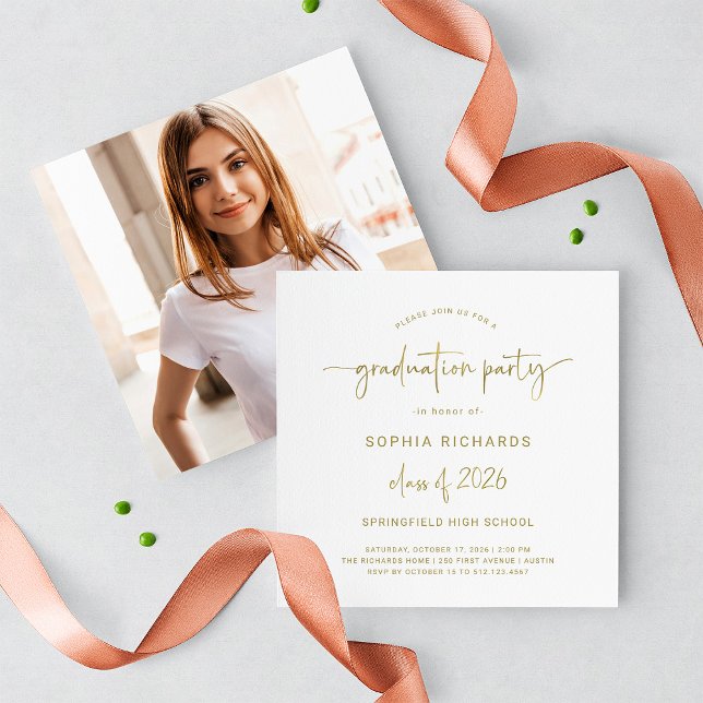 Modern Script Class of 2026 Photo Graduation Party Invitation (Creator Uploaded)
