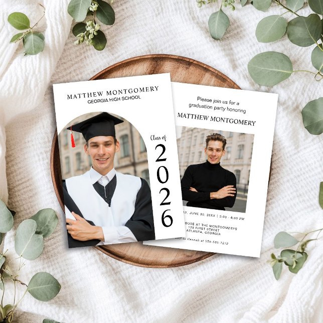 Modern Script Class of Graduation 2 Photo  Invitation (Creator Uploaded)