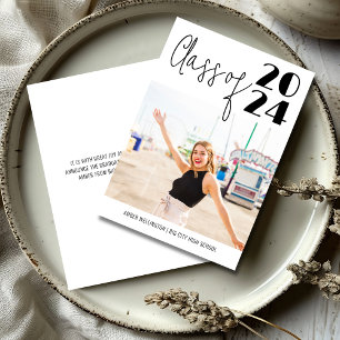 Modern Script Class of Simple Photo Graduation Invitation