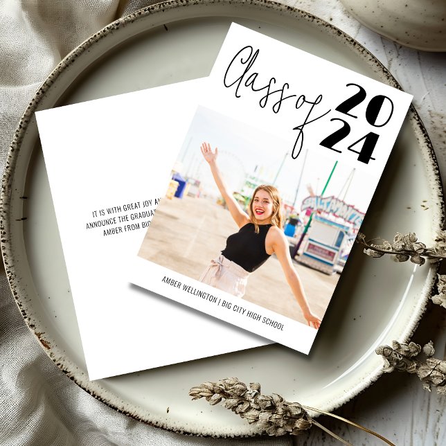 Modern Script Class of Simple Photo Graduation Invitation (Creator Uploaded)