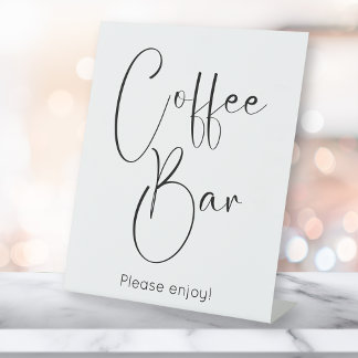 Modern Script Coffee Bar Pedestal Sign