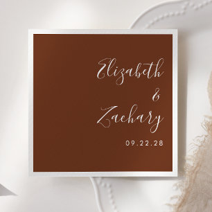 Modern Script Coffee Brown Wedding Napkins