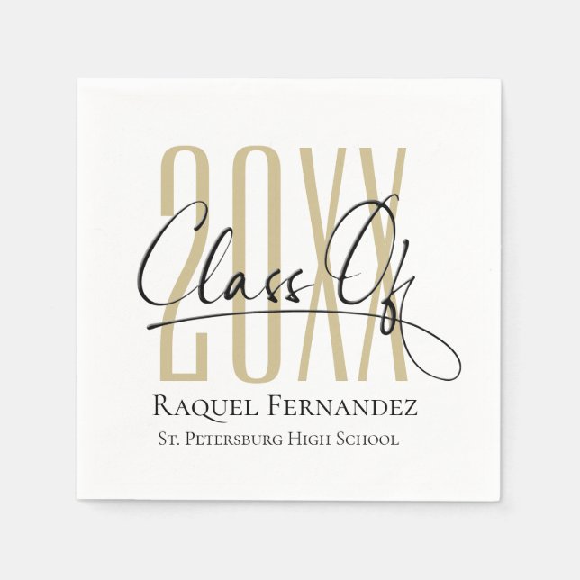 Modern Script Collage Graduation Party Napkins (Front)