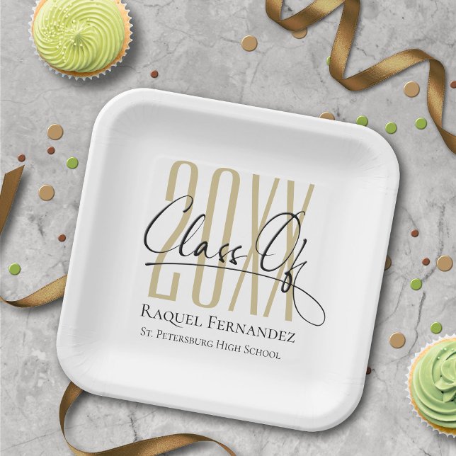 Modern Script Collage Graduation Party Paper Plates (Creator Uploaded)