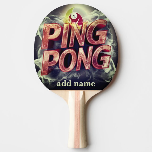 modern script color monogrammed text name  ping pong paddle (Front)