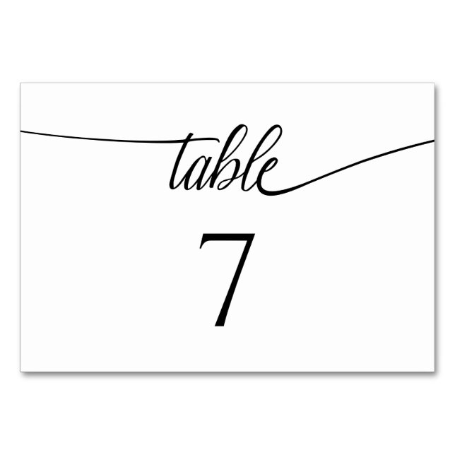 Modern Script Colorblock Any Number Wedding Table  Table Number (Front)
