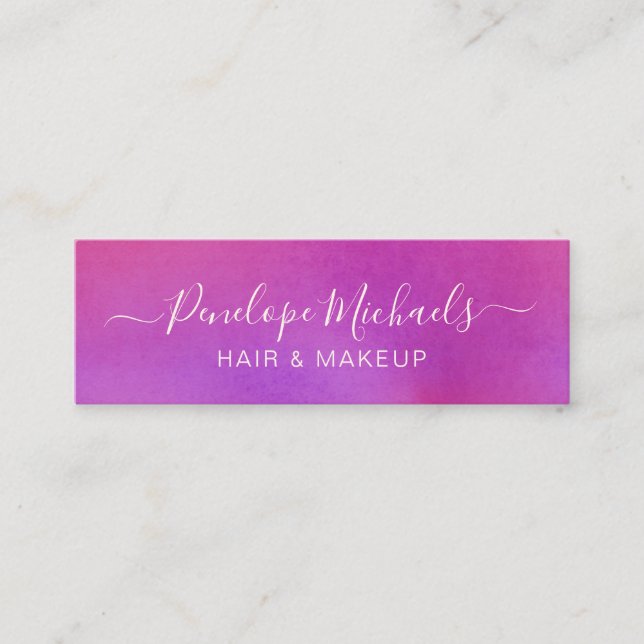 Modern Script Colorful Watercolor Mini Business Card (Front)