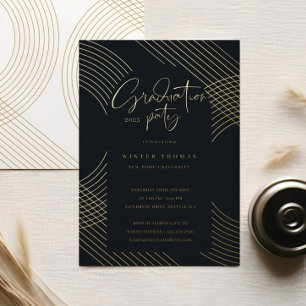 Modern Script Concentric Arches Graduation Party Foil Invitation