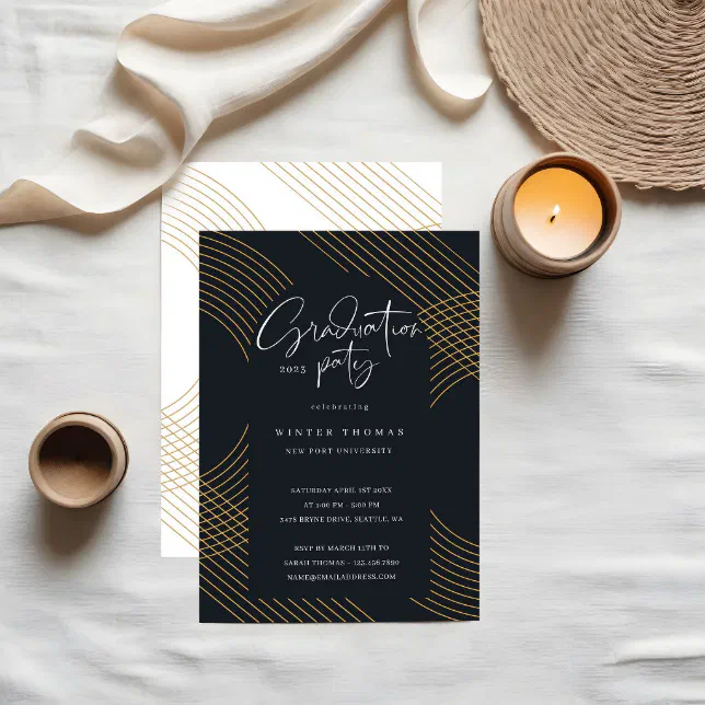 Modern Script Concentric Arches Graduation Party Invitation | Zazzle