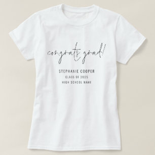 Modern Script Congrats Grad Name Graduation  T-Shirt