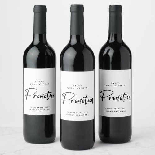 Modern Script Congratulations Promotion Job Offer  Wine Label