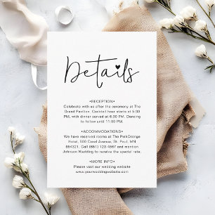 Modern Script Contemporary Wedding Details Enclosure Card
