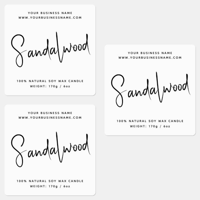 Modern script cosmetics candle label (Group)