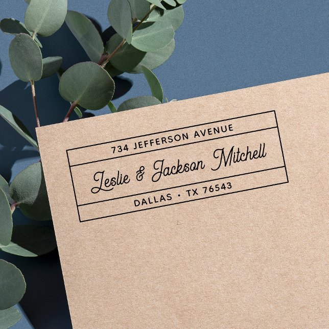 Modern Script Couple Name Return Address Self-inking Stamp (Creator Uploaded)