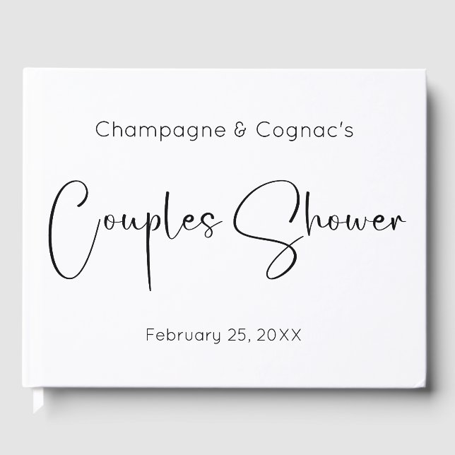 Modern Script Couples Shower Guestbook (Front)