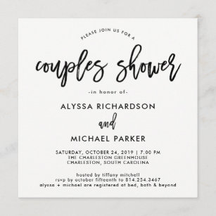 Modern Script   Couples Shower Invitation